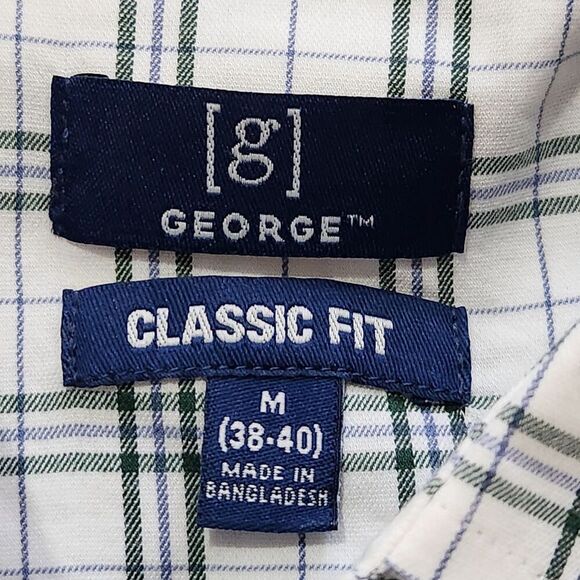 George Shirts for Men Size Medium Plaid Green Button Down Short Sleeves Stretch - Picture 6 of 11